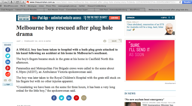 Melbourne Boy Rescued After Plug Hole Drama